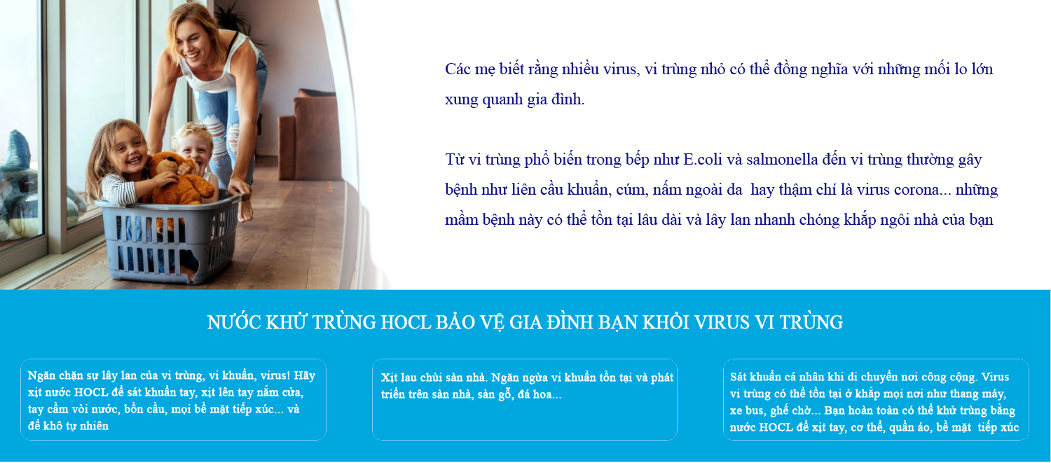 Ứng dụng nước HOCL trong khử trùng khử khuẩn gia đình